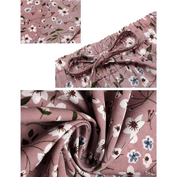 Women Flowy Long Skirts Summer Beach Pleated Elastic High Waisted - Picture 6 of 7